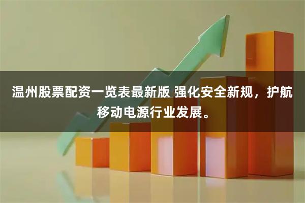 温州股票配资一览表最新版 强化安全新规，护航移动电源行业发展。