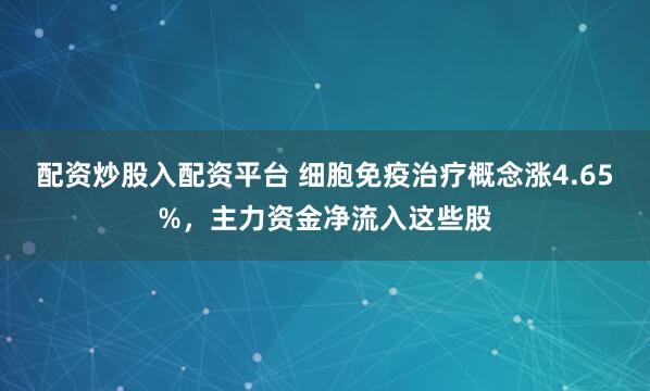 配资炒股入配资平台 细胞免疫治疗概念涨4.65%，主力资金净流入这些股